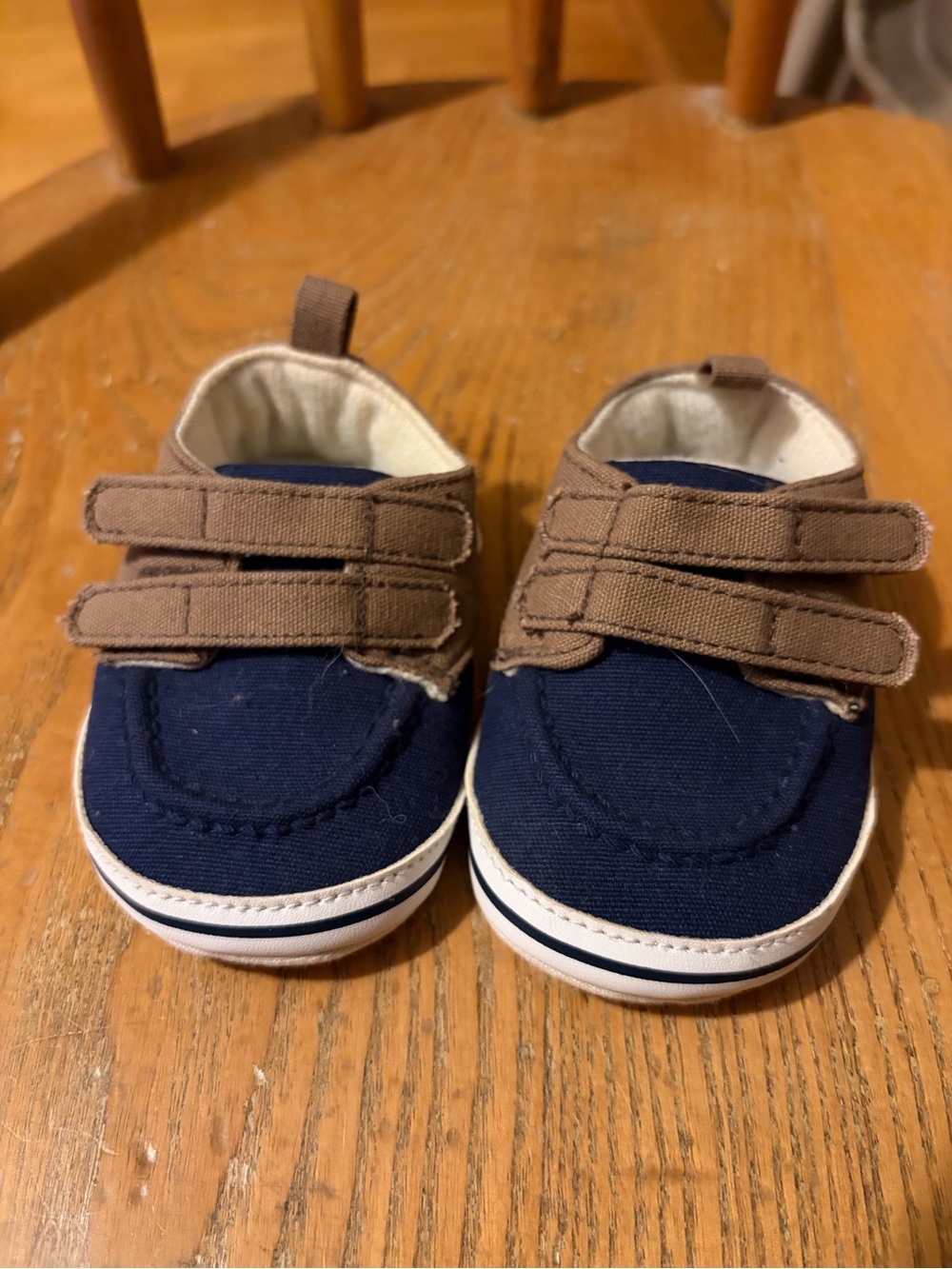 Carter's Navy and Brown Canvas Velcro Baby Shoes